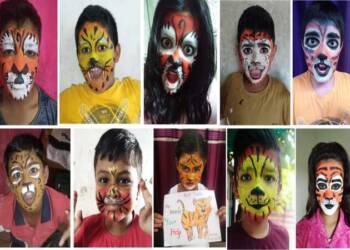 “वाघ वाचवा” जनजागृतीसाठी चिमुकले सरसावले किड्स पॅराडाईजच्या विद्यार्थ्यांचा अभिनव उपक्रम