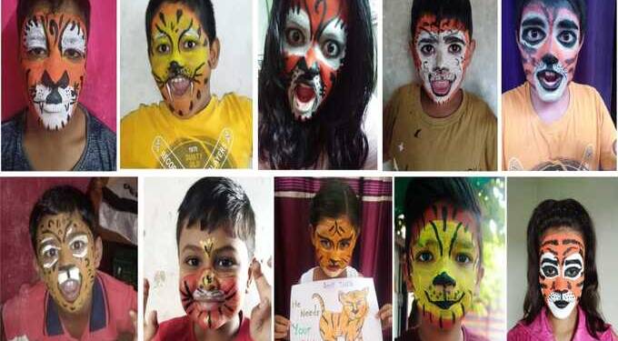 “वाघ वाचवा” जनजागृतीसाठी चिमुकले सरसावले किड्स पॅराडाईजच्या विद्यार्थ्यांचा अभिनव उपक्रम